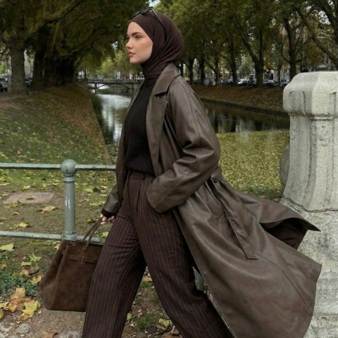 Manteau long simili cuir