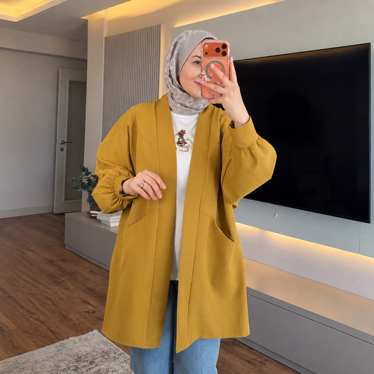 Ceket Basic — Veste Kimono à Manches Bouffantes