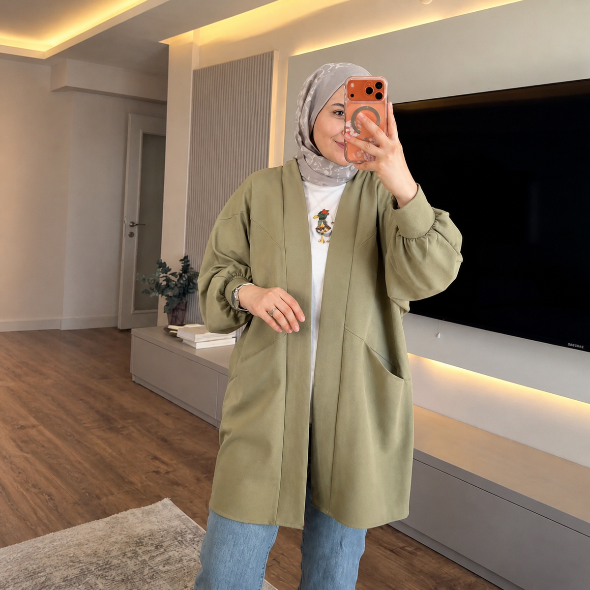 Ceket Basic — Veste Kimono à Manches Bouffantes