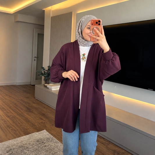 Ceket Basic — Veste Kimono à Manches Bouffantes