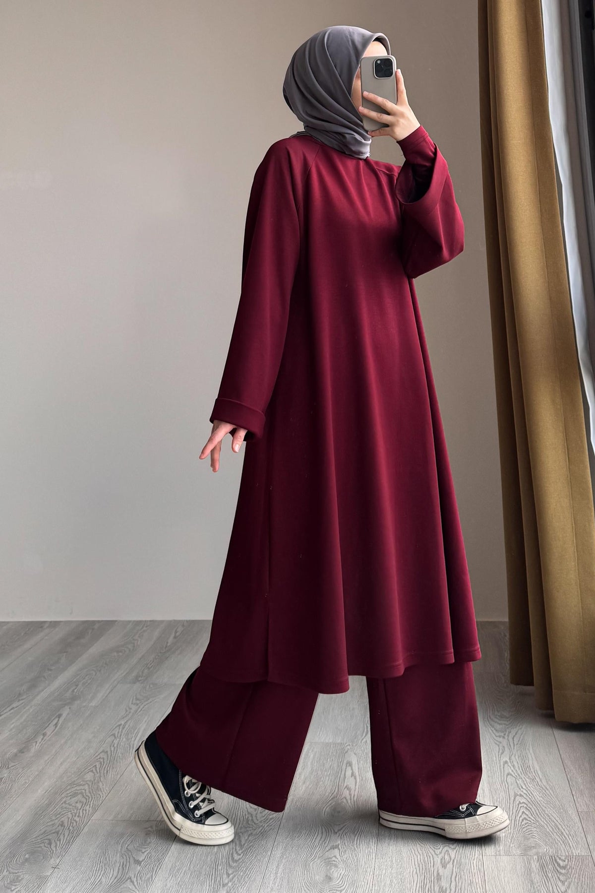 Ensemble Mastour 2 Pièces : Tunique Longue et Pantalon Fluide