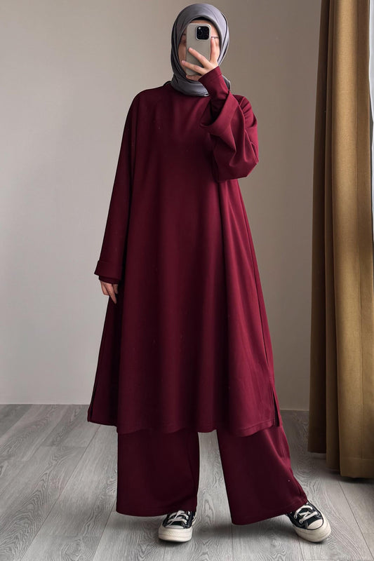 Ensemble Mastour 2 Pièces : Tunique Longue et Pantalon Fluide