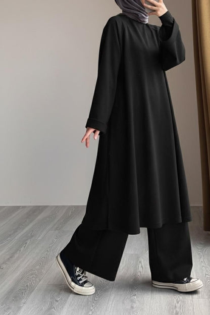 Ensemble Mastour 2 Pièces : Tunique Longue et Pantalon Fluide