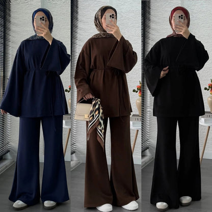 Ensemble Modeste 2 Pièces : Chemisier et Pantalon Large