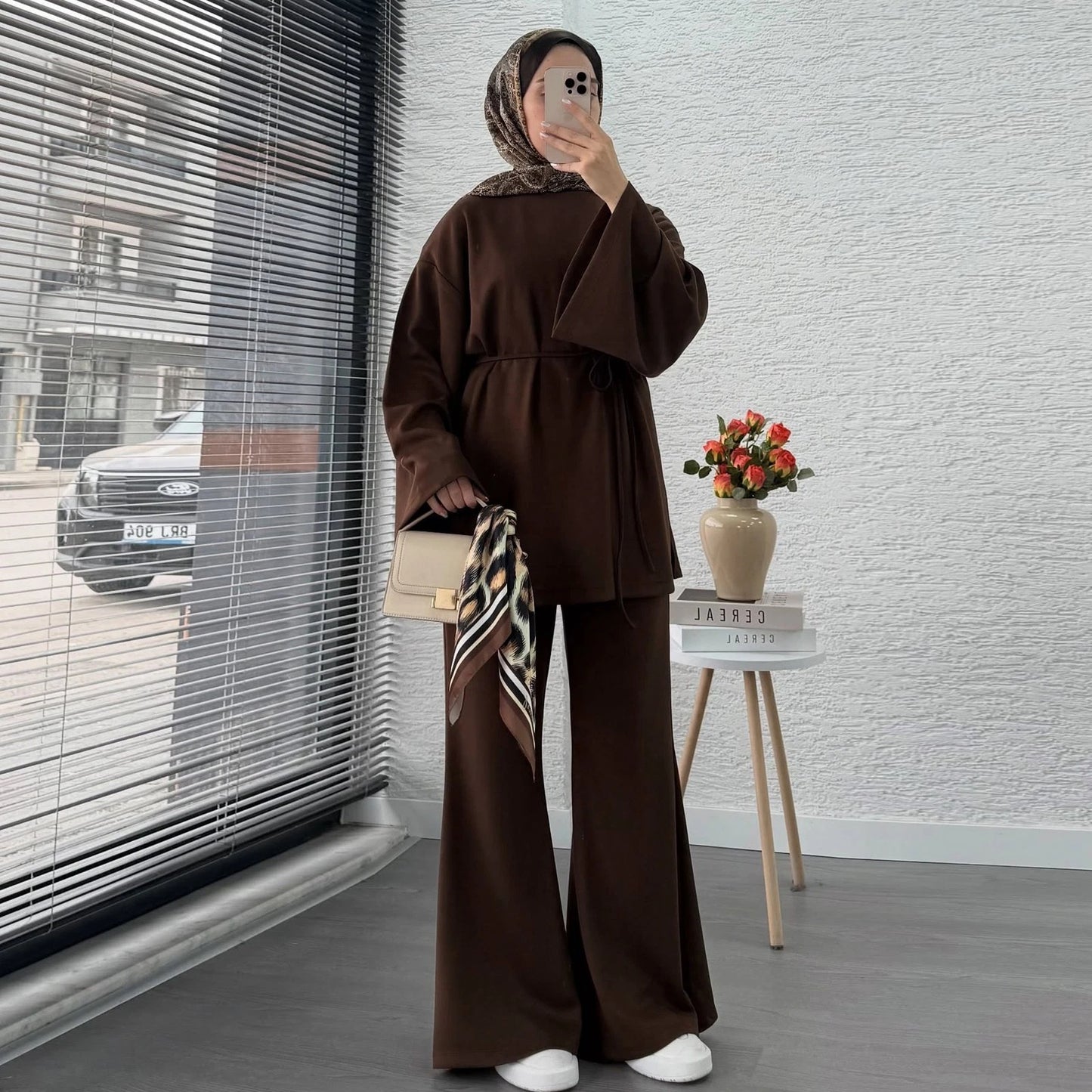 Ensemble Modeste 2 Pièces : Chemisier et Pantalon Large