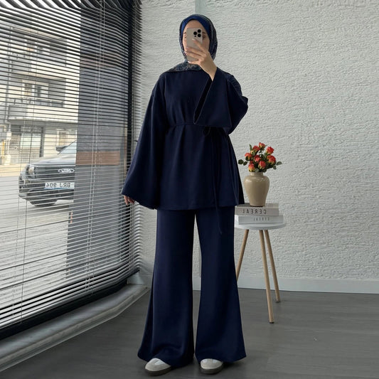 Ensemble Modeste 2 Pièces : Chemisier et Pantalon Large